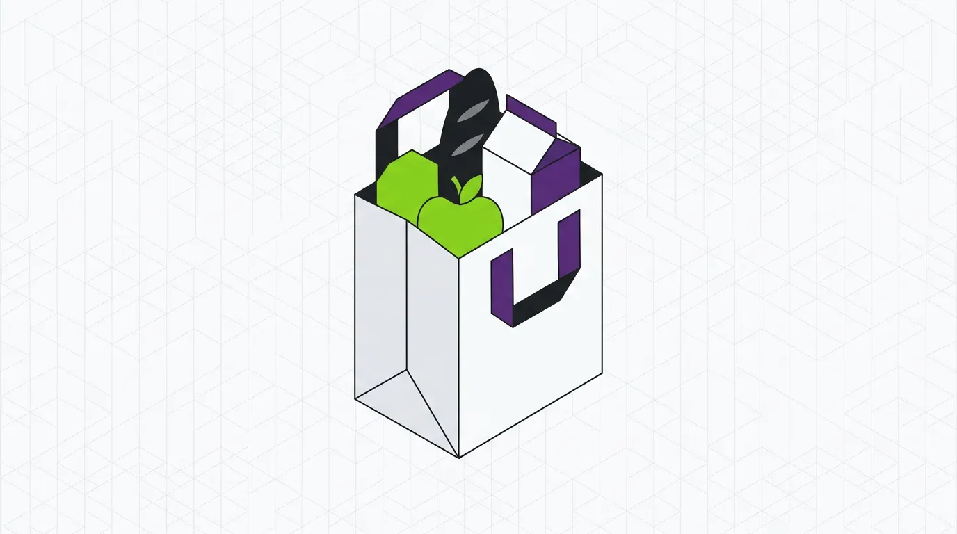 Full grocery bag showcasing automated content generation for product inventory and shopping list applications