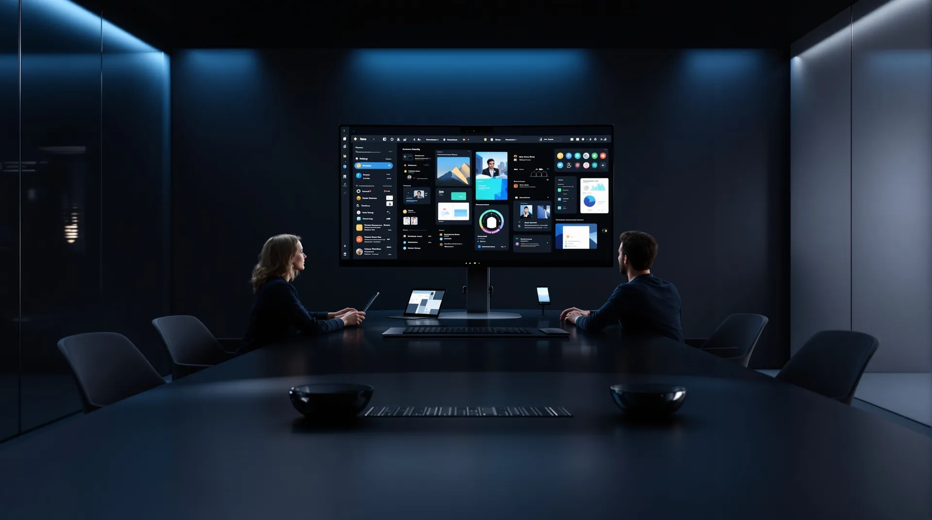 Team werkt samen rond groot scherm met kmo ai oplossingen voor bedrijfsprocessen